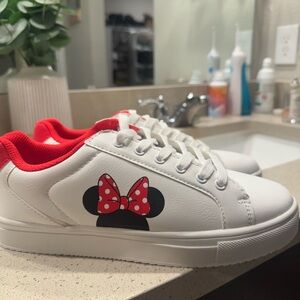 Disney Red and White Striped Minnie-Inspired Slip-On Sneakers